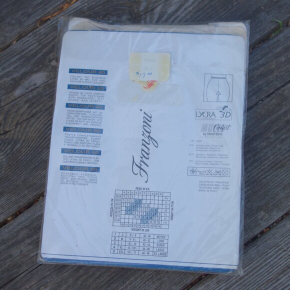 Franzoni Lycra 3D Velour 60 Den Size 1 Panna CreamColor Made in Italy Panty Hose - Picture 4 of 10
